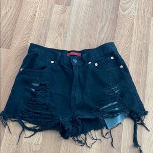 Black jeans shorts